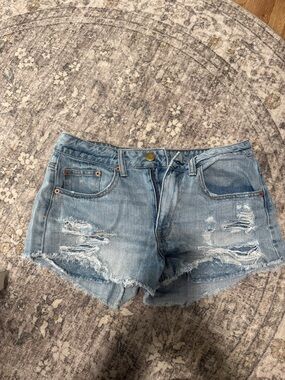 American Eagle Outfitters Light Blue Distressed Denim Shorts